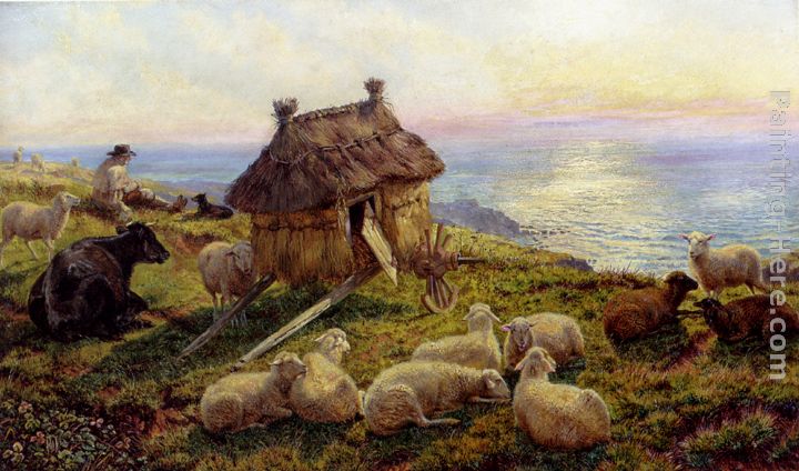 On The Cliffs, Picardy painting - Henry William Banks Davis On The Cliffs, Picardy art painting